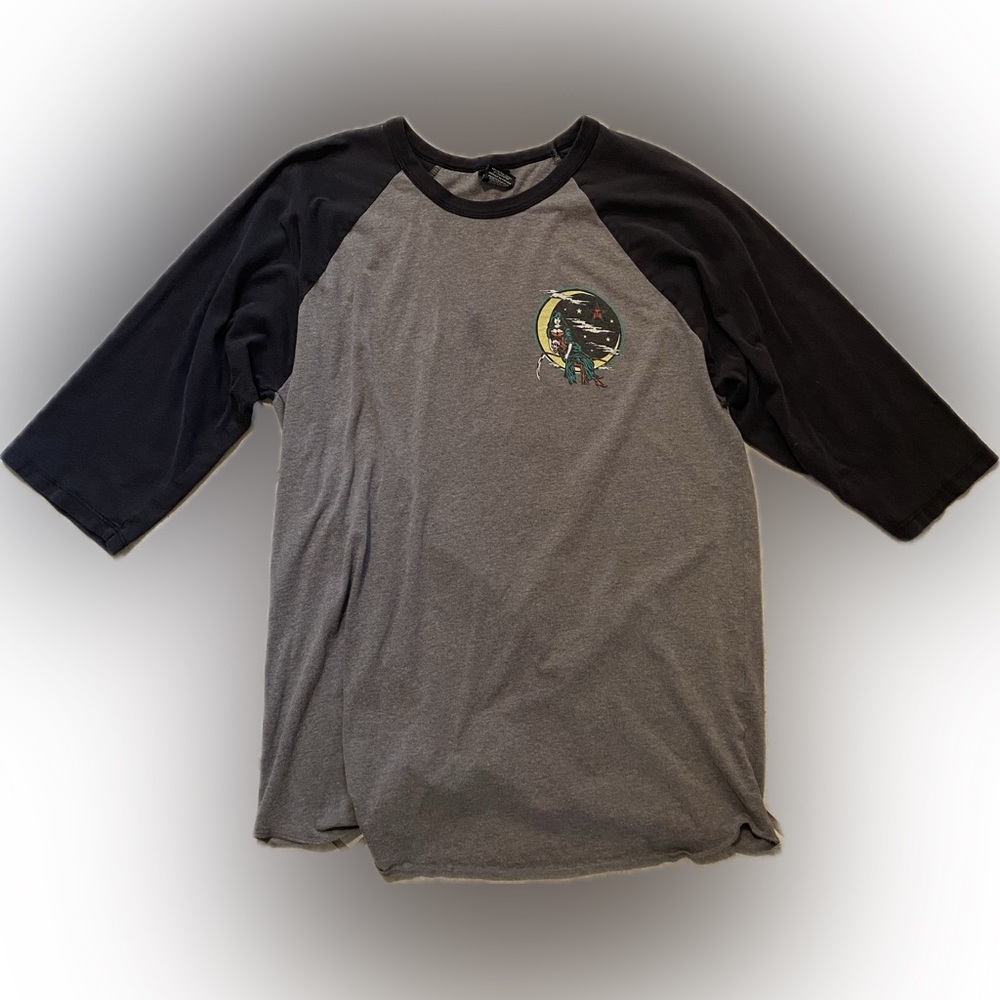 Obey 3/4 sleeve shirt, size L, good condition, small blemishes, color gray/black